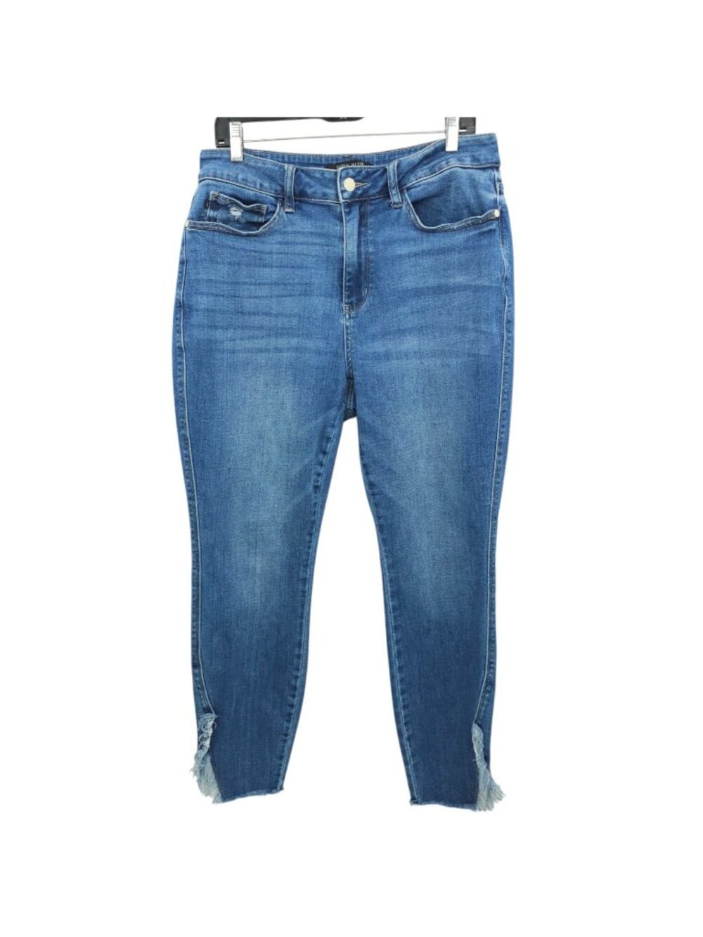 Judy Blue Skinny Jeans 14W High Waist Distressed Frayed Tulip Raw Hem Denim Blue
